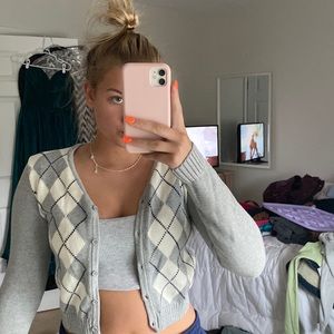 Brandy Melville button up plaid sweater